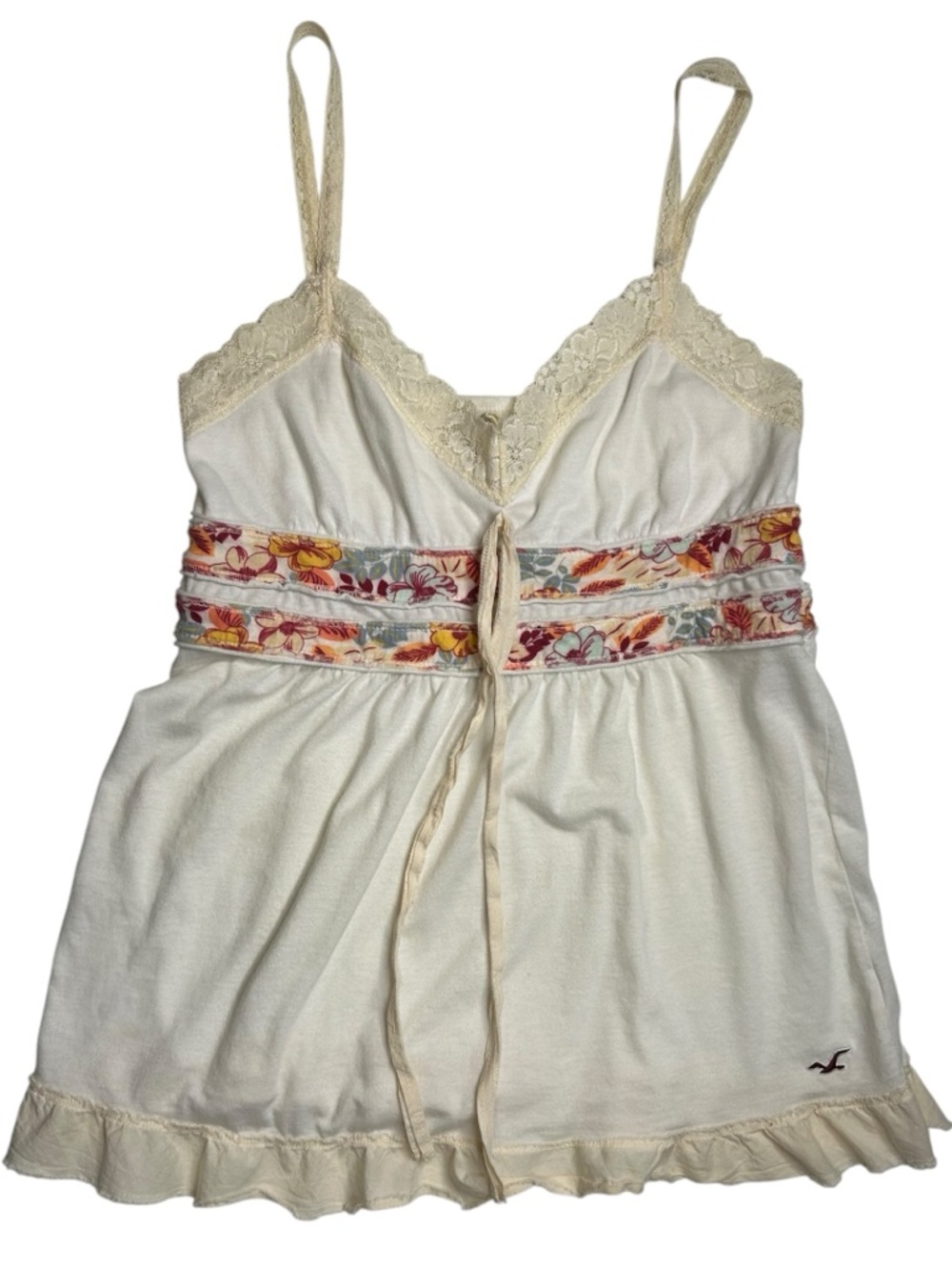 Y2K Hollister Coquette Lace Babydoll Tank Fairy Floral Empire Waist M - Picture 3 of 15
